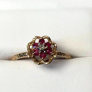 10k Gold, Ruby and Diamond Ring (size 7)